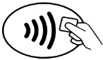 Icon that's used on contactless readers, which looks like someone tapping a card
